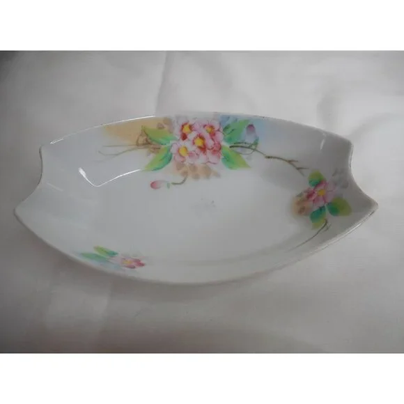 2 Vtg Meito China decorative Nappy Dishes Pink Floral Handpainted Trinket - Picture 2 of 5